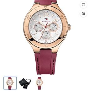 Tommy Hilfiger 1781331 Women’s Piper Sport Luxury  Maroon Rubber Strap Watch